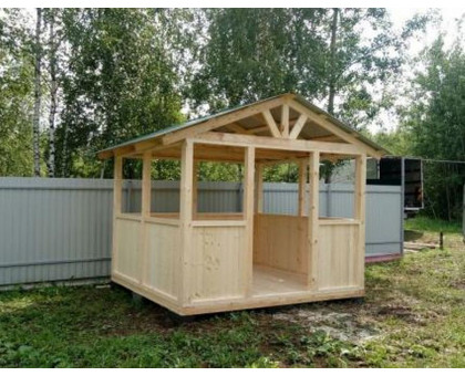Беседка дачная 3х3 до 4х5 "Стандарт" в Талдомский городской округ с двухскатной крышей